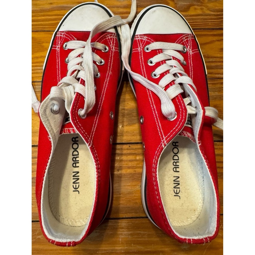Jenn Ardor Red Canvas Sneakers Size 8.5 - Picture 8 of 11